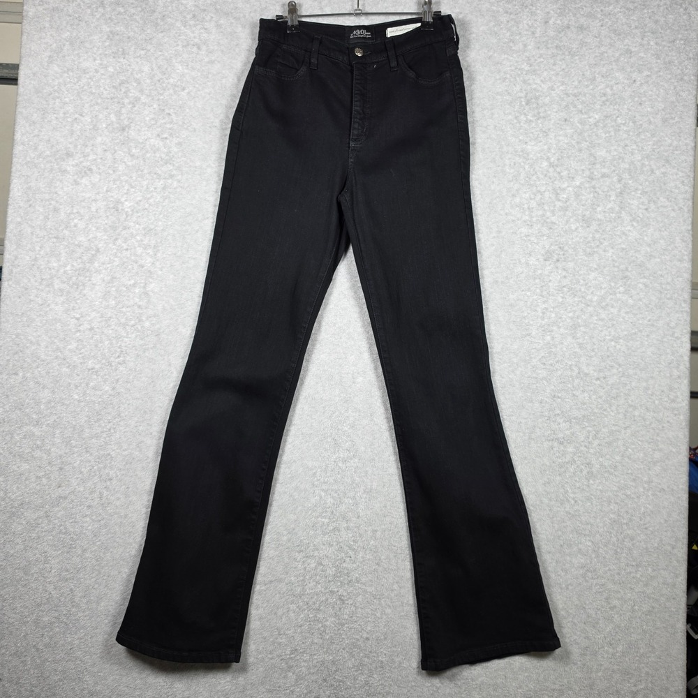 NYDJ Bookcut Jeans Womens Size 6 Black Rhinestone Back Pocket Mid High Rise